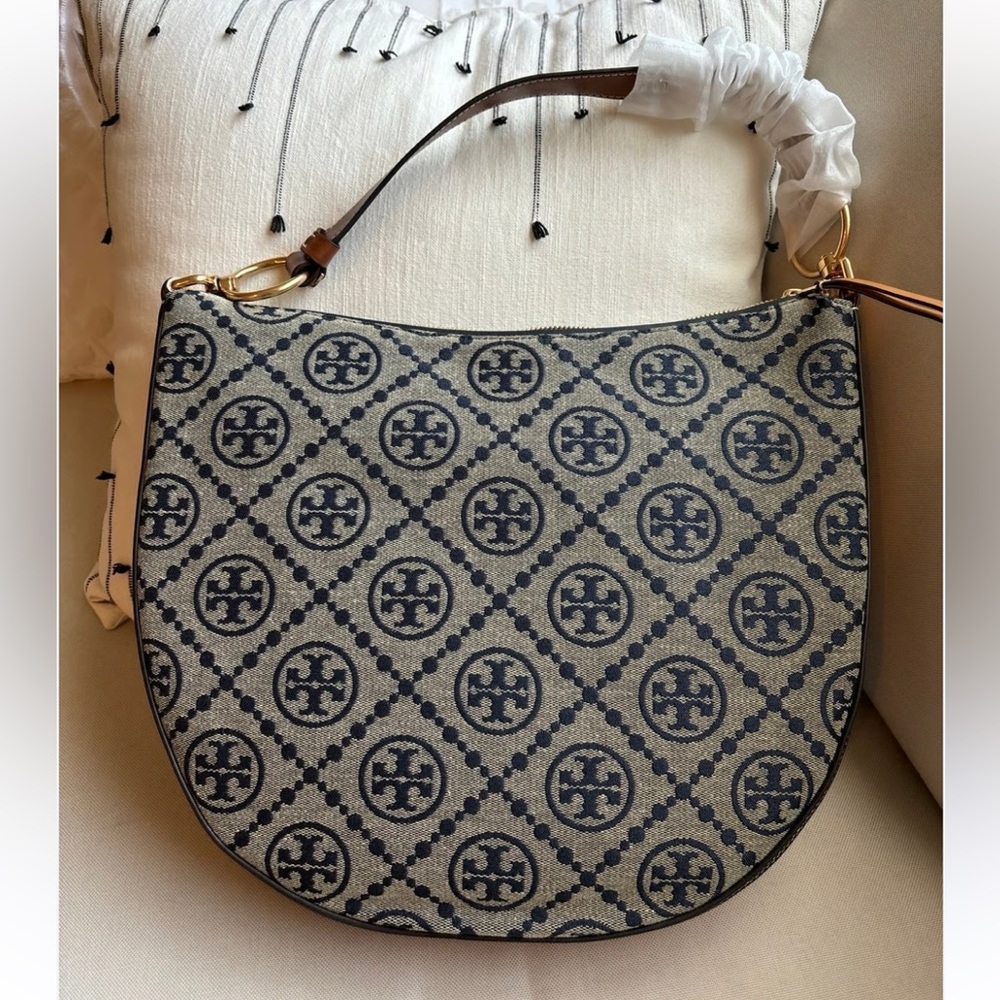 Tory Burch T Monogram Jacquard Hobo Bag - Picture 3 of 15